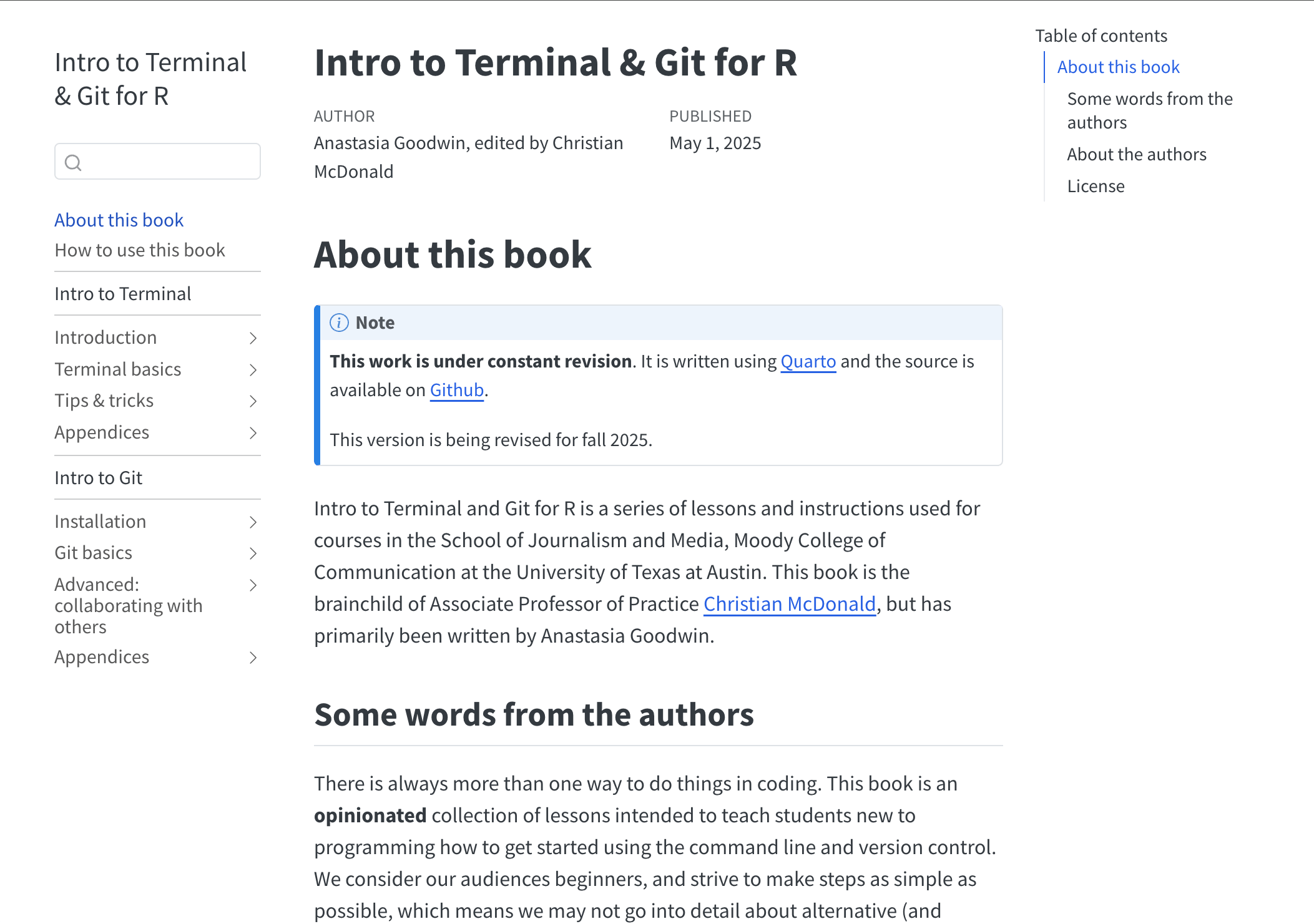 Intro to Terminal & Git for R project screenshot